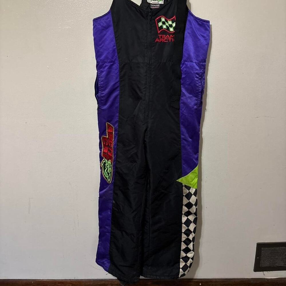 Vintage 90s Arctic Cat Racing Style Snow Bib Overalls Snowmobile/Ski Size XL